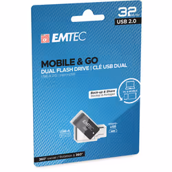 Emtec T260B unità flash USB 32 GB USB Type-A / Micro-USB 2.0 Nero, Acciaio inox - Vista aggiuntiva 4