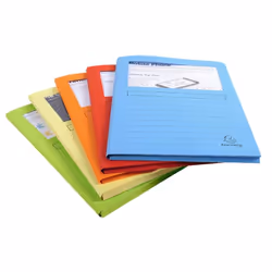 Exacompta Pack of 50 Window Folders Cartone Blu, Verde, Arancione, Rosso, Giallo A4
