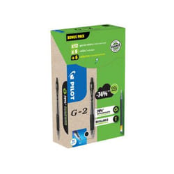 Pilot G-2 GREEN PACK Penna in gel retrattile Medio Nero 12 pz