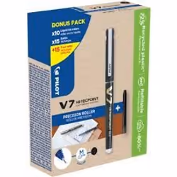 Pilot V7 HI-TECPOINT GREEN PACK, Penna stick a sfera, Nero, Nero, 0,7 mm, 0,4 mm, Medio