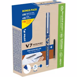 Pilot V7 HI-TECPOINT GREEN PACK, Penna stick a sfera, Blu, Blu, 0,7 mm, 0,4 mm, Medio