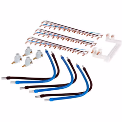 Kit di cablaggio per quadro elettrico 2 file composto da: 4 pettini di raccordo reversibile (fase/neutro), 4 terminali di ali ...
