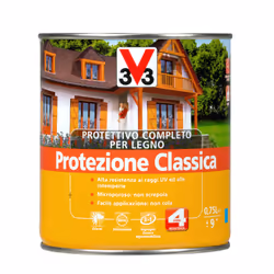 V33 Protettivo Legno Noce Scuro 0.75lt, Porta, Mobili, Parete, Trasparente, Legno, Noce Scuro, Vernice alchidica, 6 h