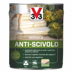 V33 Vernice Antiscivolo Trasparente Lt.0.75, Pittura, Pavimento, Parete, Asfalto, Mattone, Metallo, Acciaio, Legno, Trasparen ...