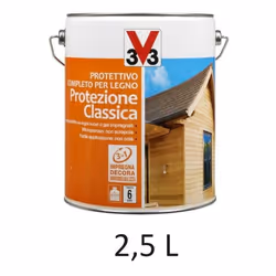 V33 impregnante 112321 noce scuro 2,5 litri protettivo completo per legno protezione classica