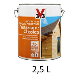 V33 impregnante 112321 noce scuro 2,5 litri protettivo completo per legno protezione classica