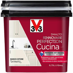 V33 - Smalto Rinnovare Perfection Cucina Muri Piastrelle Mobili Metallo Satinato - Colore: Bianco Cotone Satinato