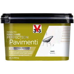 V33 Smalto Rinnovare Perfection Pavimenti Bianco Satinato 2L, colore Bianco
