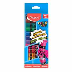 Maped M810510, Nero, Blu, Marrone, Ciano, Verde, Arancione, Rosa, Rosso, Viola, Bianco, Giallo, Guazzo, Liquido, 12 ml, 12 pz