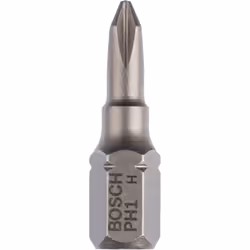 Bosch Bit di avvitamento extra duro, 10 pz, Phillips, PH 1, Acciaio, 25 mm, 25,4 / 4 mm (1 / 4")