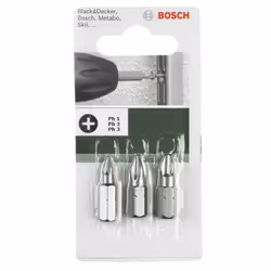 Bosch 2609255964, 1 pz, PH1 , PH2 , PH3, 25 mm, 25,4 / 4 mm (1 / 4")
