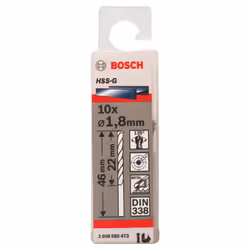 BOSCH 2608585473 - Broca para metal HSS-G DIN338: 1,8 x22 x46: 10 uds