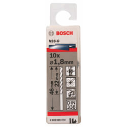 Bosch - Professional 10x hss-g Punta per Metallo (ø 1.8 mm, Robust Line, Accessori per trapani)