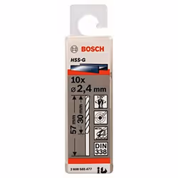 Bosch 2608585477 Metaalboor HSS-G - 2,4x57mm (10st) Originale Bosch: 10 ore di punta per metallo HSS G 2,4 X 3057, Bosch n. a ...