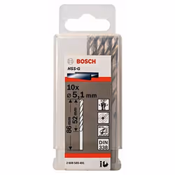 Bosch 2608585491 Metaalboor HSS-G - 5,1x86mm (10st) Accessorio originale Bosch: 10 ore in metallo HSS-G, 5,1 X 52 X 8, Bosch ...