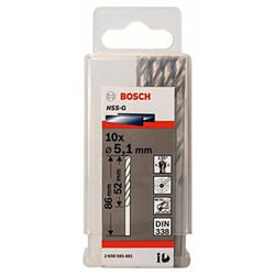 Bosch - 2608585491 - Punta per metallo, codolo rotondo, hss-g, 5,1 x 52 x 86 mm, 10 pezzi