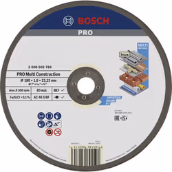 Dettagli tecnici Design (fresa) dritto Dimensione, Ø 180 mm Spessore 21916 Ø foro 22.23 mm Mola da taglio dritta Rapido Multi ...