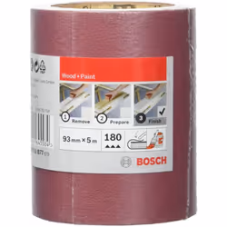 Rotolo abrasivo per legno e vernice con le dimensioni di 93 mm x 5 m e grana 180. Adatto per levigare tutti i tipi di legno, ...