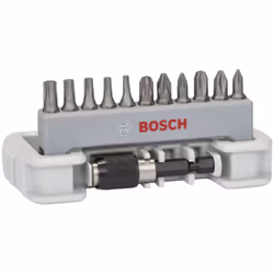 Set di bit di avvitamento extraduro, 11 pezzi incluso portainserti, lunghezza bit: 25 mm, ISO 1173 C6.3, con supporto univers ...
