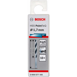 Bosch - Professional 2608577185 hss PointTeQ (1,7 x 20 x 43 mm) - Set da 10 Pezzi di Punte Elicoidali per Trapano per Metallo, Acciaio, Fusione o