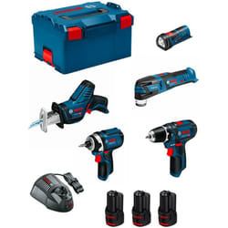 Bosch - Monster Kit Set K11 (gsr 12V-15 + gdr 12V-105 + gsa 12V-14 + gop 12V-28 + gli 12V-80 + 3x2,0 Ah + GAL1230CV + L-Boxx 238)