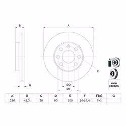 Disco freno BOSCH 0 986 478 192, anteriore, ventilato, altamente carbonizzato, 1 Pezzo - Vista aggiuntiva 5