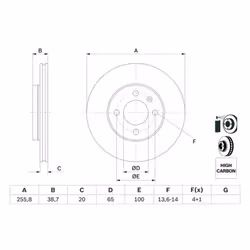 Disco freno BOSCH 0 986 478 308 anteriore, ventilato, altamente carbonizzato, 1 Pezzo - Vista aggiuntiva 7