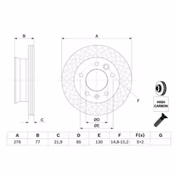 Disco freno BOSCH 0 986 478 849, anteriore, ventilato, altamente carbonizzato, 1 Pezzo - Vista aggiuntiva 7