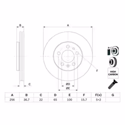 Disco freno BOSCH 0 986 478 853 anteriore, ventilato, altamente carbonizzato, 1 Pezzo - Vista aggiuntiva 6