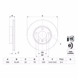 Disco freno BOSCH 0 986 478 513 anteriore, ventilato, altamente carbonizzato, 1 Pezzo - Vista aggiuntiva 6