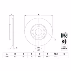 Disco freno BOSCH 0 986 478 883 anteriore, ventilato, altamente carbonizzato, 1 Pezzo - Vista aggiuntiva 6