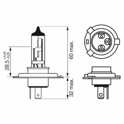 Lampada alogena BOSCH H4 Longlife Daytime 12V, 60/55W, 1 Pezzo - Vista aggiuntiva 4