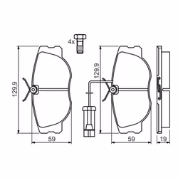 Altezza [mm]: 59. Contatto di usura: Sì. Indice: 0 986 460 942. Larghezza [mm]: 130. Materiale: Low-Metallic. Numero WVA: 231 ...