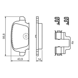 Set di pastiglie freno BOSCH 0 986 424 528, posteriore