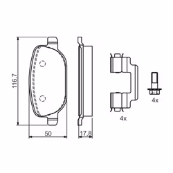 Set di pastiglie freno BOSCH 0 986 424 775, posteriore - Vista aggiuntiva 8