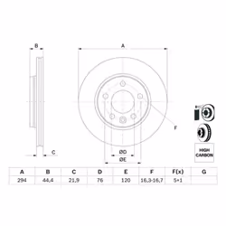 Disco freno BOSCH 0 986 479 097 posteriore, ventilato, altamente carbonizzato, 1 Pezzo - Vista aggiuntiva 7