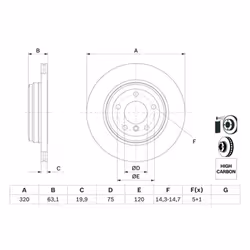 Disco freno BOSCH 0 986 479 056 posteriore, ventilato, altamente carbonizzato, 1 Pezzo - Vista aggiuntiva 6