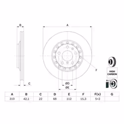 Disco freno BOSCH 0 986 479 062 posteriore, ventilato, altamente carbonizzato, 1 Pezzo - Vista aggiuntiva 7