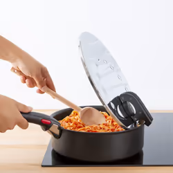 Tefal Ingenio L9829802 coperchio per pentola Rotondo Nero, Acciaio inox