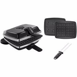 LAGRANGE Super 2 Antiadhésif, 4 waffle, Rettangolare, Nero, Alluminio pressofuso, Bachelite, 1000 W, 230 V