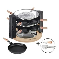 LAGRANGE Evolution griglia per raclette 8 persona(e) 900 W Nero, Cromo, Trasparente, Legno
