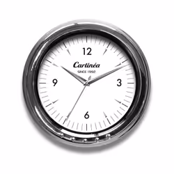 Orologio quadrante bianco, aghi bisellati cromati, contorno cromato. Fissaggio: adesivo o pinza per bocchette d'aria. Accesso ...