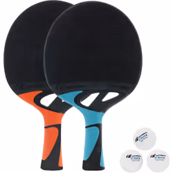 Il Cornilleau Tacteo Pack Duo è composto da due racchette da tennis da tavolo Tacteo outdoor, 1 blu scuro e 1 terracotta, e d ...