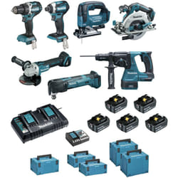 Makita - Kit DLX7014PTJ (DDF484+DTD154 +DGA506+DHR243 +DTM51+DJV182 +DHS680 + 5x5,0Ah +DC18RD + 2xMAKPAC 2 +makpac 3 + 2xMAKPAC 4)