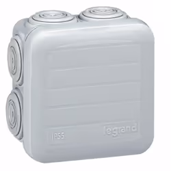 Scatola plesso quadrata a 7 coni IP55/IK07 65x65x40mm con coperchio opaco a scatto in termoplastica grigia è un prodotto di a ...