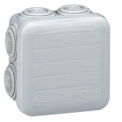 092005 Scatola plexus quadrata a 7 coni IP55/IK07 65x65x40mm con coperchio opaco a scatto in termoplastico colorato - Legrand