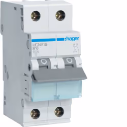 Hager MCN516, 50 - 60 Hz, 16 A, 2P, 35 mm, 70 mm, 83 mm