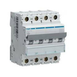 Hager - interruttore automatico di comando e protezione 4 poli 16a 6 ka c 4 moduli mca416