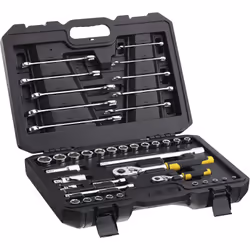 Il set comprende 1 cricchetto de 72 denti de 1/4, 10 bussole de 1/4, 2 prolunghe de 1/4, 1 guarnizione universalde 1 1/4, 1 c ...