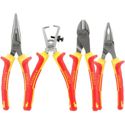 Stanley - Set di 4 pinze - isolate 1000V - universali - taglierina diagonale - naso dritto lungo - spelafili 4-84-489